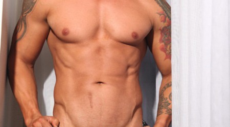 Super sexy naked bodybuilder Enrique Bueno undresses at Paragon Men