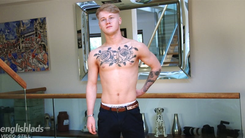 Naked Jerk Off Solo - 19 year old blonde Craig Bronson in his first solo big uncut ...