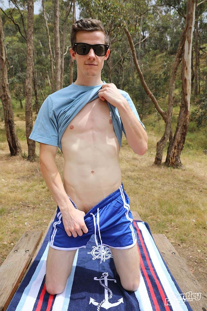 Sexy young Australian dude Brad Hunter strip naked sports kit jerking huge uncut dick 023 gay porn pics - Sexy young Australian dude Brad Hunter stripped out of his sports kit jerking his huge uncut dick