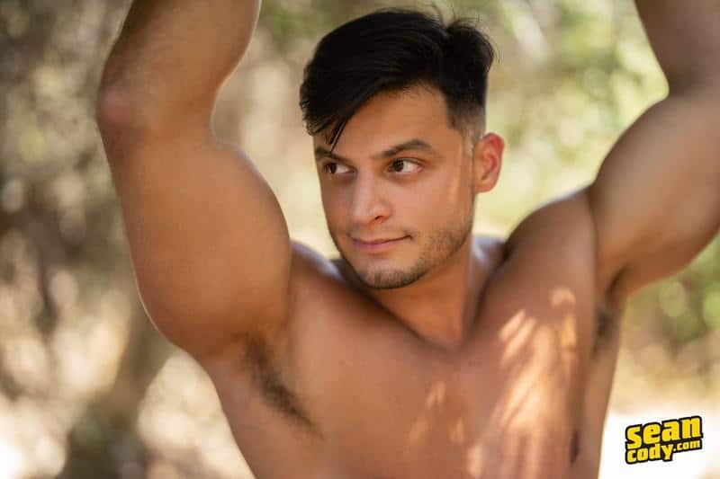 Sexy big muscle dude Axel Rockhams strips out of tight shorts wanking huge thick dick 6 gay porn pics - Sexy big muscle dude Axel Rockhams strips out of his tight shorts wanking his huge thick dick